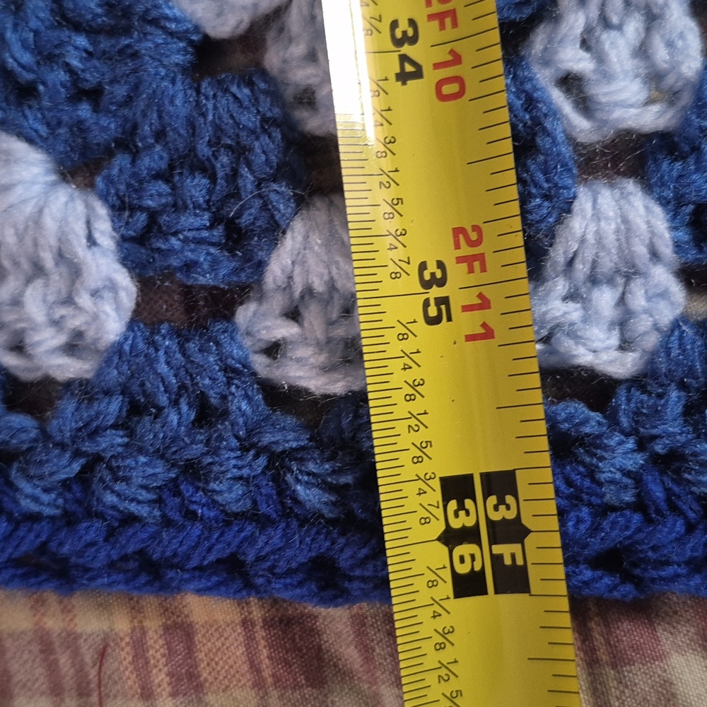 Handmade Lap Afghan Blues And Gray 50" X 36" New And Never Used Comfy Warm Gift - Picture 4 of 6